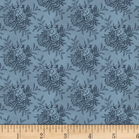 Historical Quilt Backs Tossed Floral Blue Backing