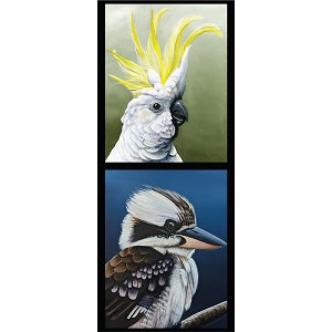 Chris Riley Panel - 2 Birds Kookaburra & Cockatoo