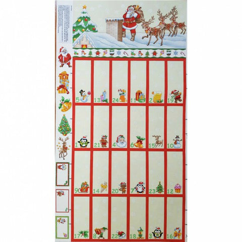 Father Christmas Santa and Reindeer Advent Calander Panel