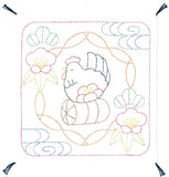 SASHIKO Hana Fukin Rooster and Shochiku Meizumi
