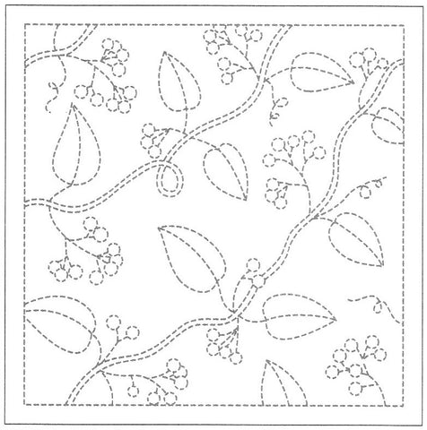 SASHIKO Hana Fukin Fine Leaves and Berries Navy