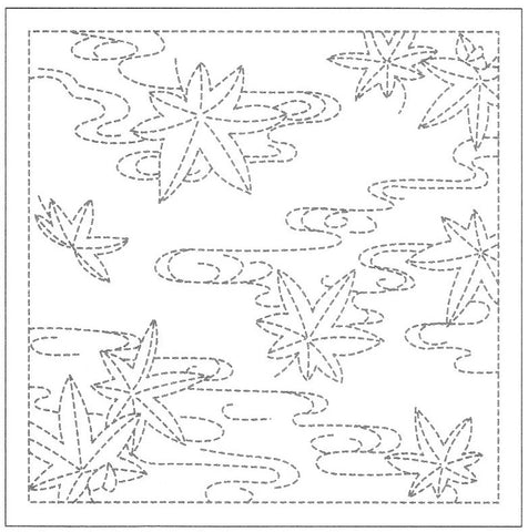 SASHIKO Hana Fukin Maple Leaves on Water White