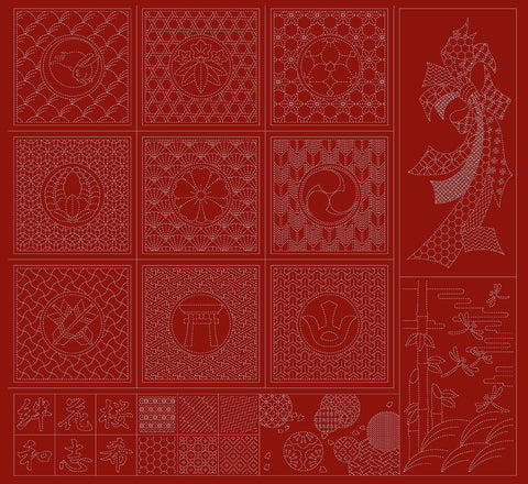 Wagara Panel HF1115-3RD “Sashiko Selection” Red
